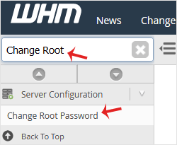 How to change the password of the WHM Root Account in WHM? - whm root password change sidebar