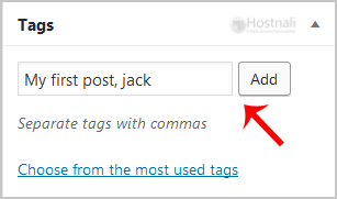 How to start writing your first blog post in WordPress? - wp adding post tag
