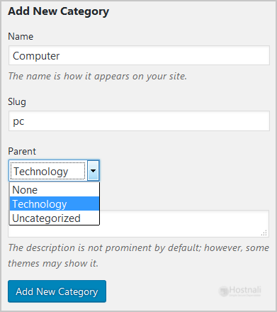 How to add a new category in WordPress? - wp category filling