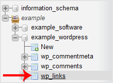 How to delete database table via phpMyAdmin in cPanel? - wp links