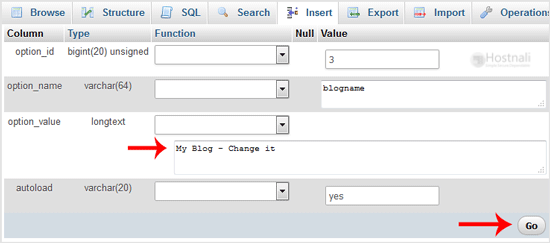 How to edit database table via phpMyAdmin in cPanel? - wp table change