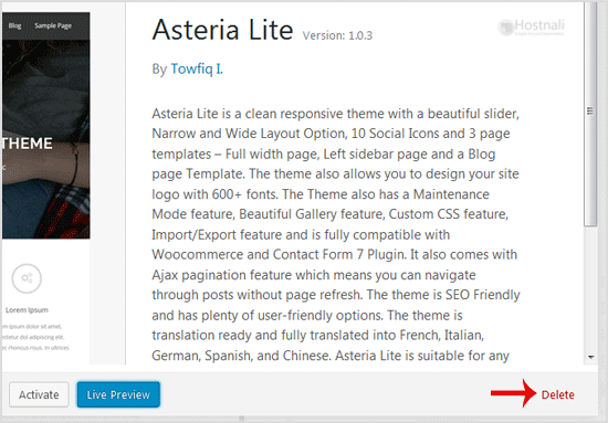 How to Delete/Remove a WordPress theme from the WordPress Dashboard? - wp themes upload theme delete option